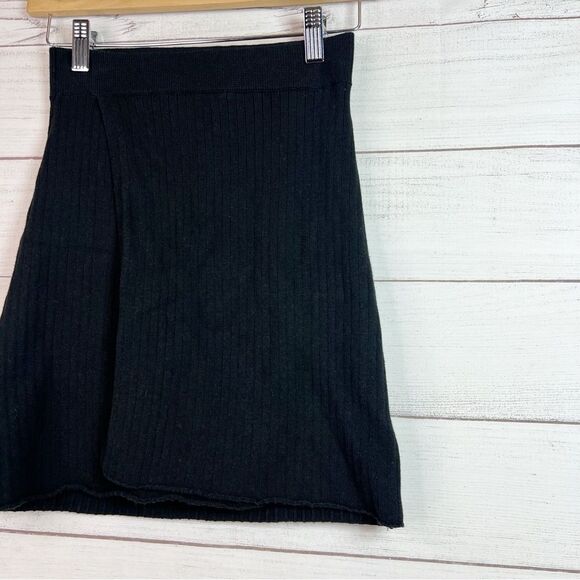 Free People Mod Wrap Black Mini Ribbed Skirt Size XS Boho Coquette - Picture 6 of 12